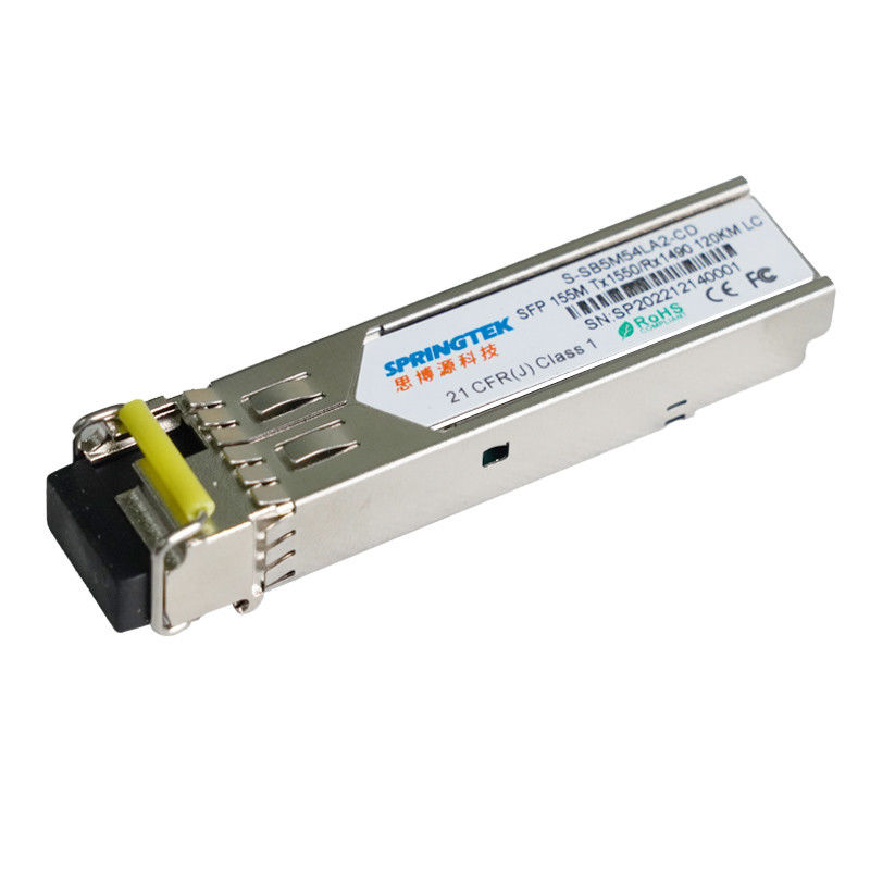 Brand Compatible 155M Single Mode BiDi 120km LC Tx1550/Rx1490nm DDM SFP Industrial Fiber Optic Module