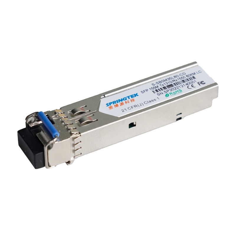155M BIDI 80km 1310nm/1550nmn LC Connector DDM WDM Simplex Optical Module Transceiver SFP Module
