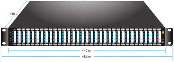 75GHz 64CH 1528.68nm-1566.42nm DWDM MUX DEMUX With Monitor Port LC/UPC 1U Rack